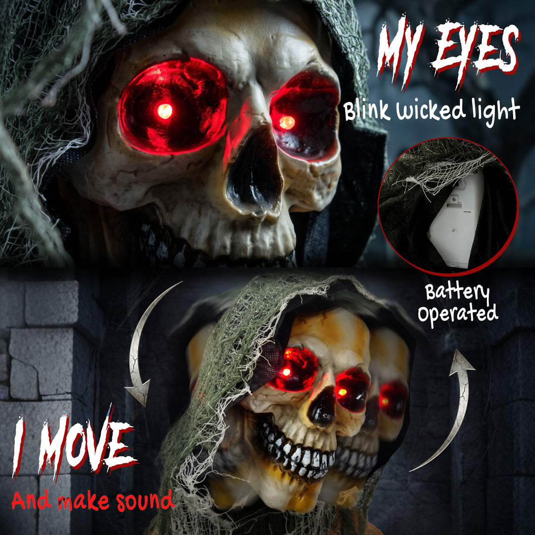 170cm Animated Grim Reaper, Life-Size Halloween Animatronic with Movin