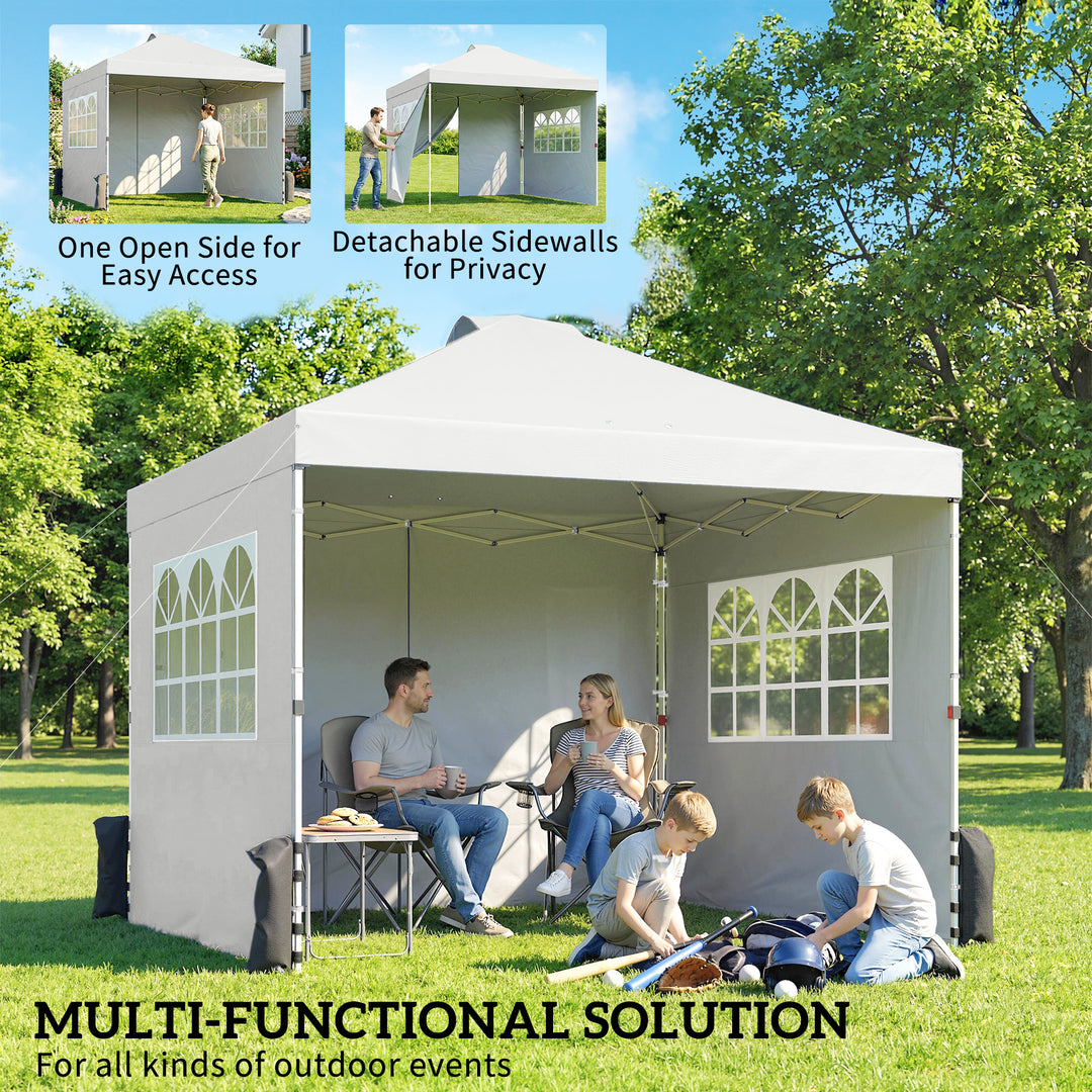 Pop Up Gazebo Waterproof Height Adjustable Canopy with 3 Sidewalls Whe