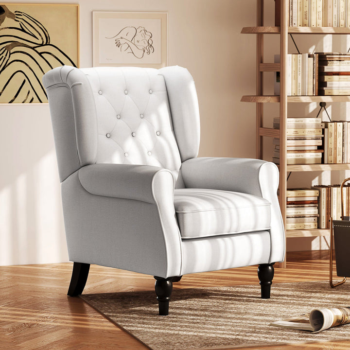 Wingback Accent Chair, Retro Upholstered Button Tufted Occasional Chair for Living Room and Bedroom