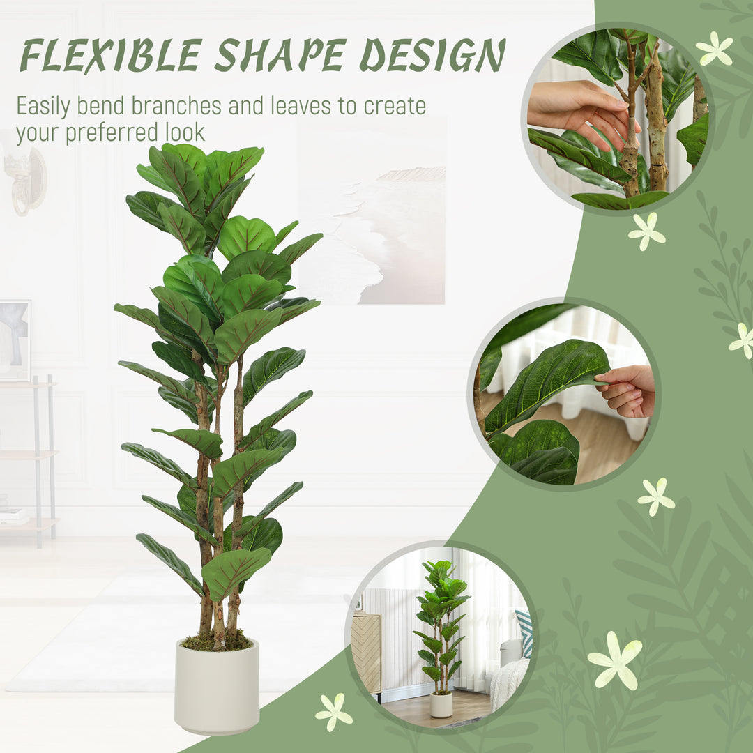 120cm Set of 2 Artificial Fiddle Leaf Fig Trees - Green
