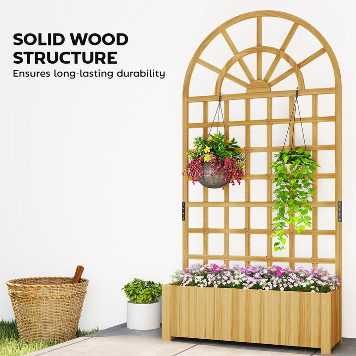 Wooden Raised Planter with Trellis, Raised Bed for Garden with Lattice and Drainage Holes for Climbing Plants