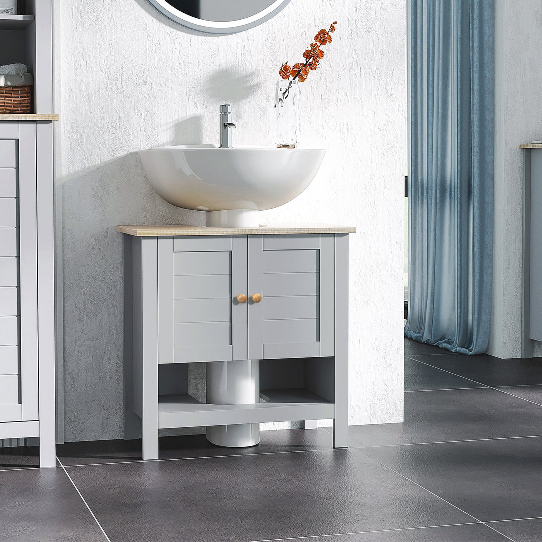 MCL Under Sink Cabinet, Bathroom Vanity Unit, Pedestal Under Sink Design, Storage Cupboard with Adjustable Shelf, Grey