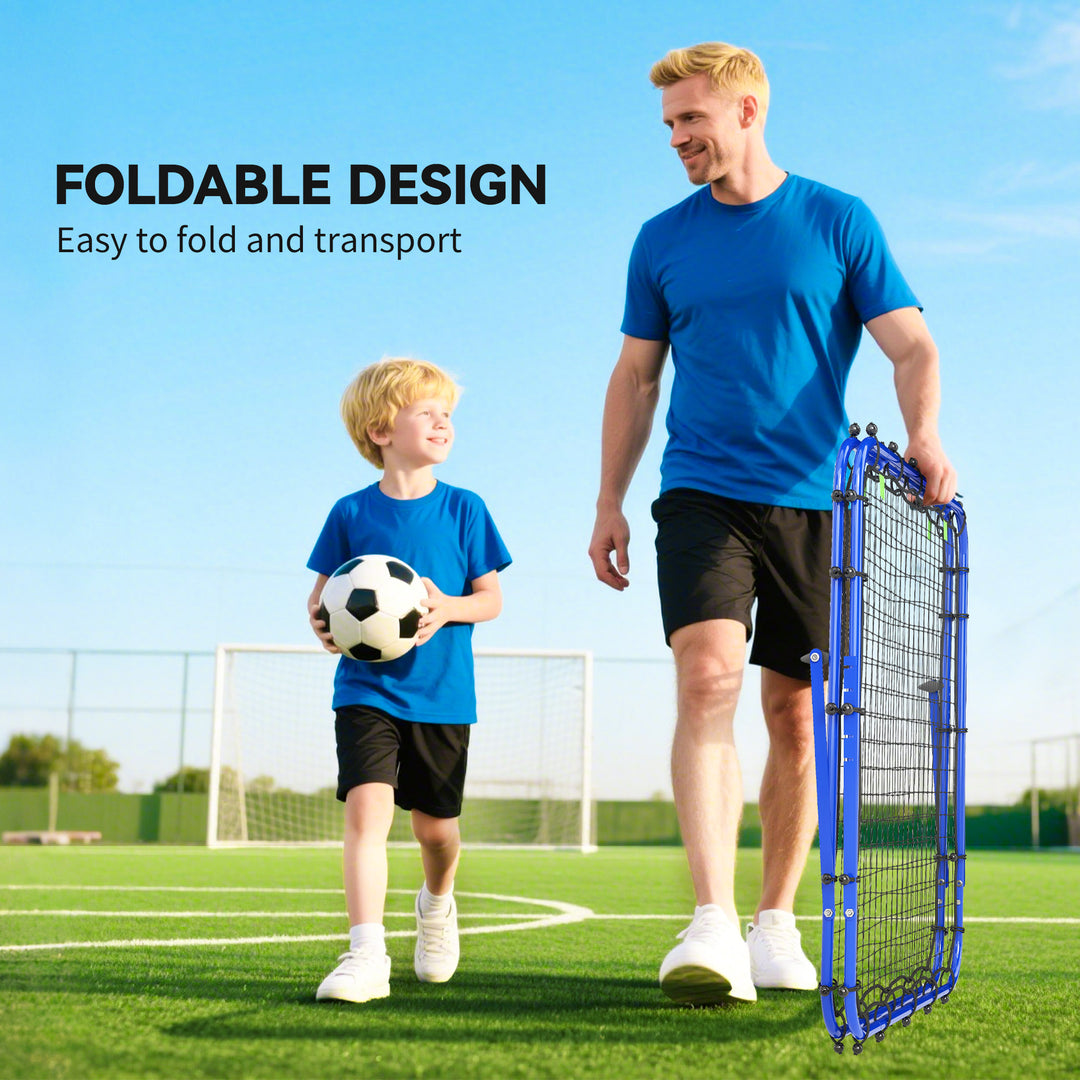 MCL Double Sided Football Rebounder Net, Football Rebound Goal with Five Adjustable Angles, Blue