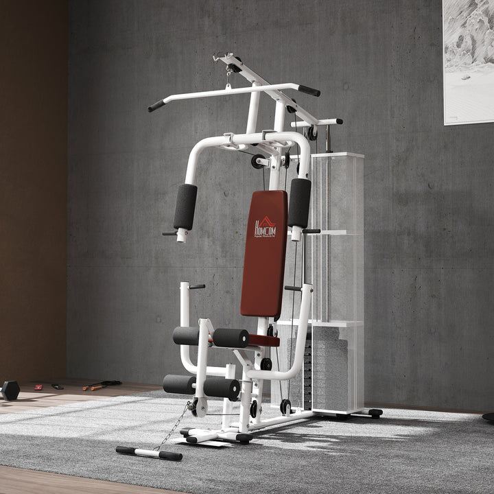 Multifunction Home Gym Weight Training Workout Station Fitness Strength Machine, White