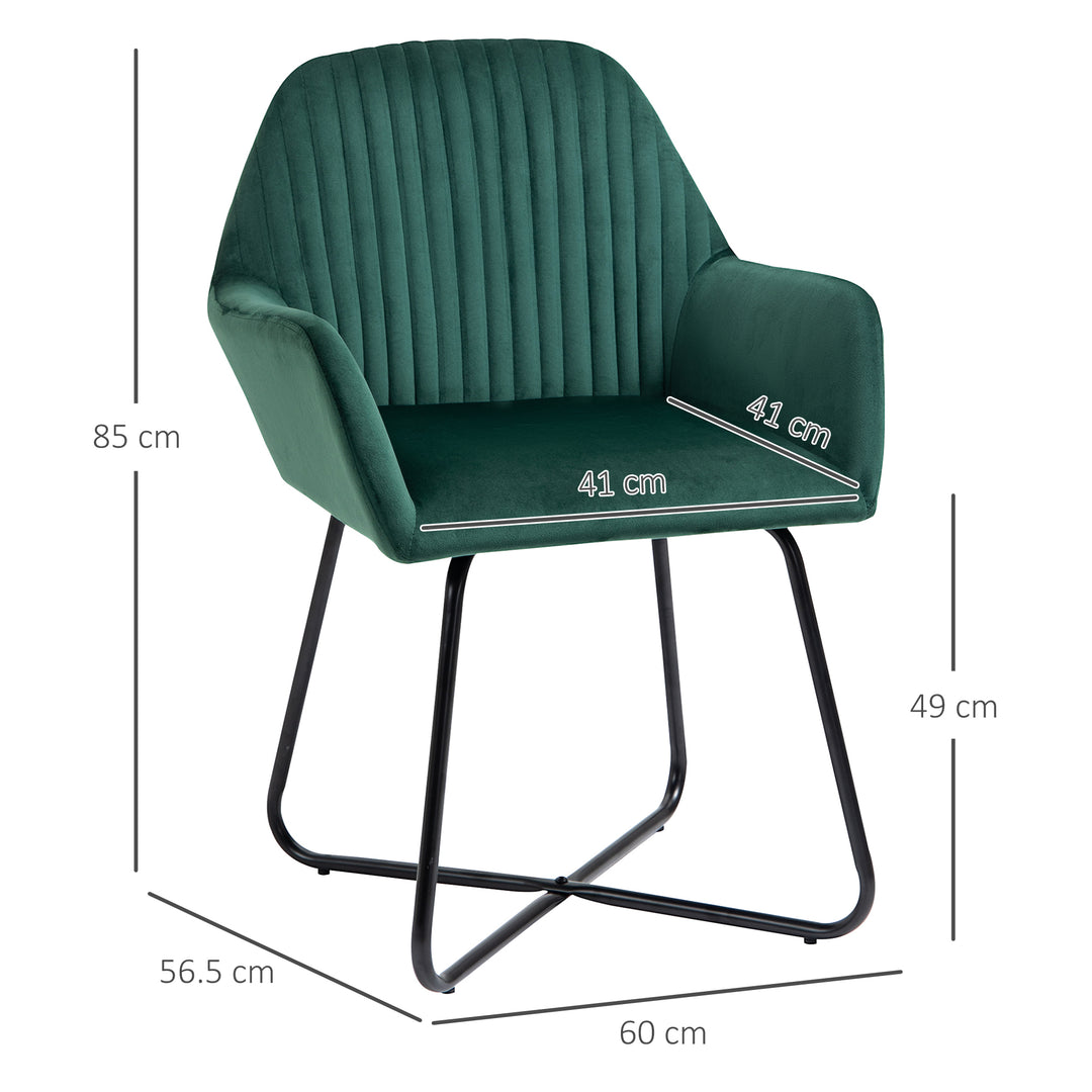 HOMCOM Modern Arm Chair Upholstered Accent Chair with Metal Base for Living Room Green | Aosom UK