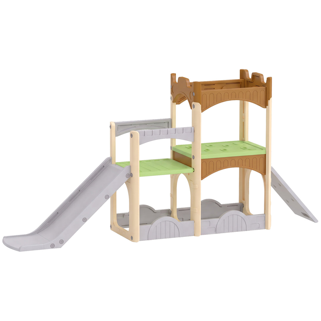 5 in 1 Kids Indoor Playset Toddler Slide with Climbing Wall Storage