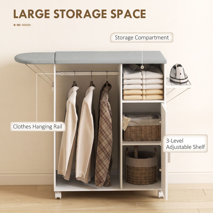 Rolling Ironing Board Cabinet, Foldable Ironing Station with Storage - view 6