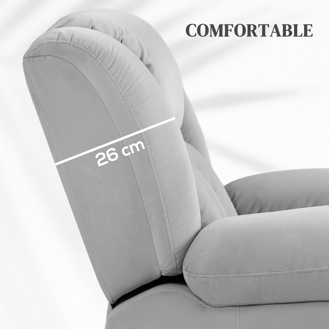 Velvet-Feel Electric Riser, Recliner and Massage Armchair - Light Grey