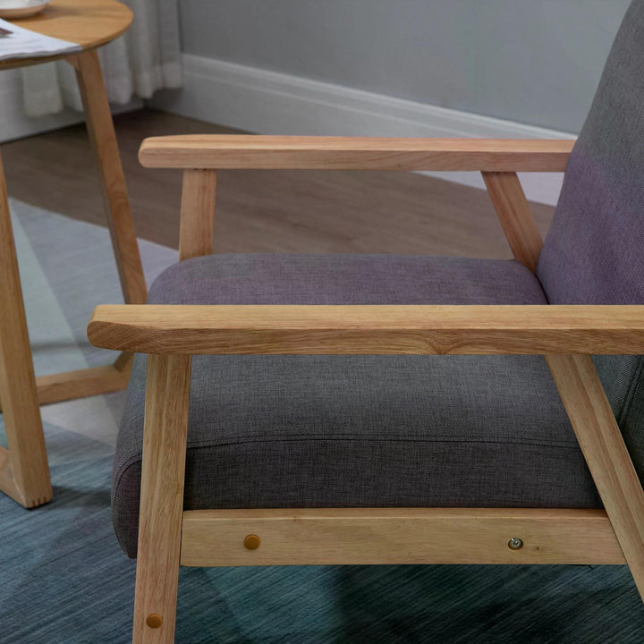 Minimalistic Wooden Frame Accent Chair, with Padded Seat