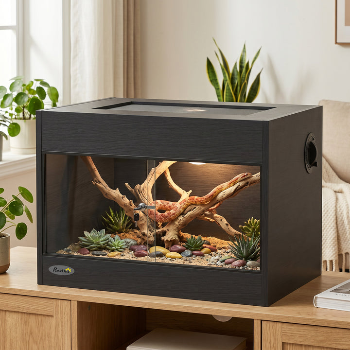 Reptile Terrarium, Reptile Vivarium with Glass Doors, Secure Lock, Top