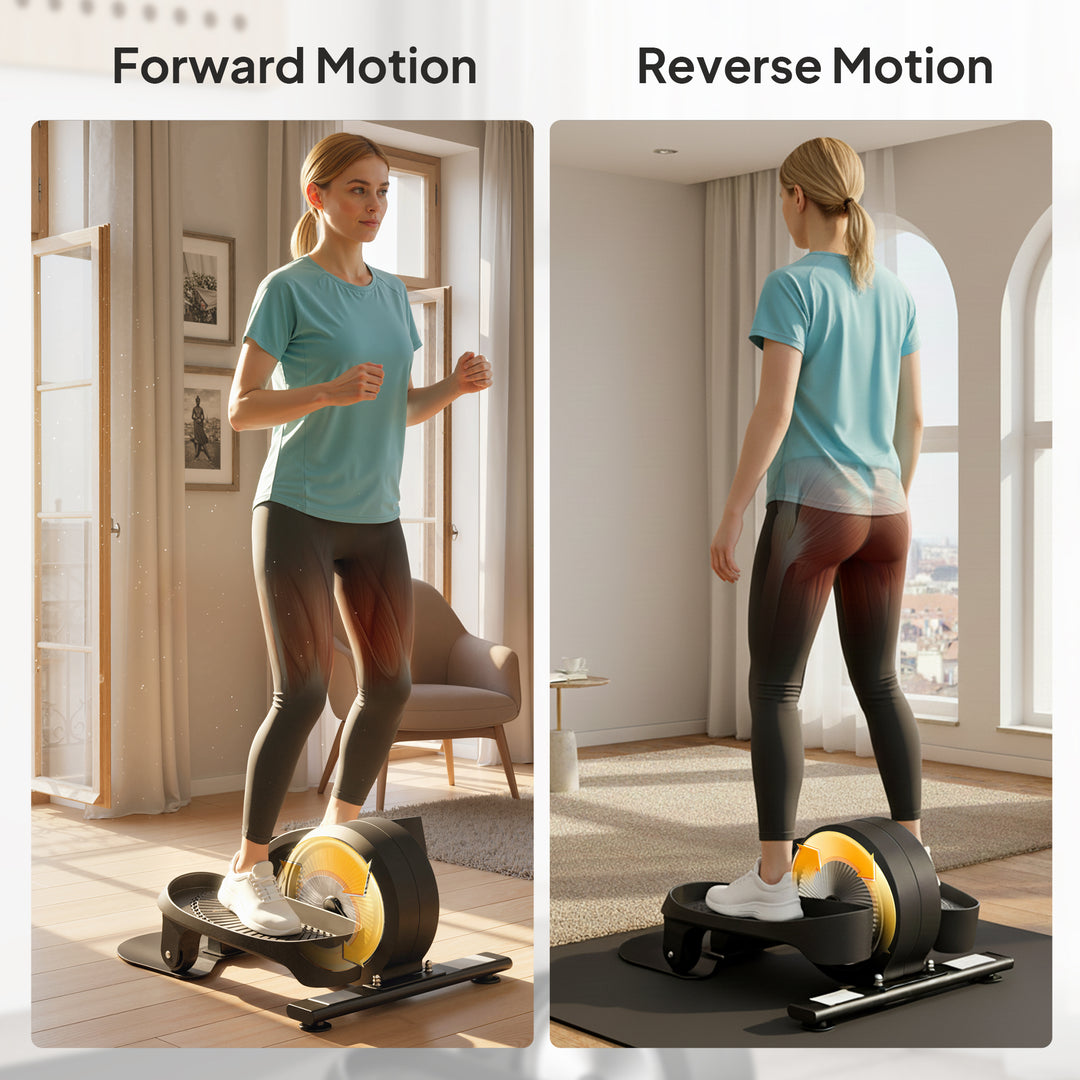 Under Desk Elliptical Machine with LCD Monitor, 8 Adjustable Magnetic Resistances for 2-in-1 Seat &amp; Stand Up Exercise