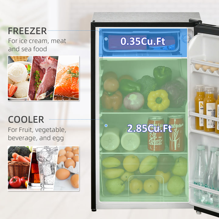 91 Litre Freestanding Under Counter Fridge Freezer, Small Fridge with Chiller Box, Adjustable Thermostat, 47.5cm Wide, Black