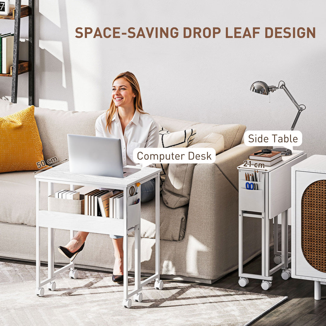 63 cm Drop Leaf Writing Work Desk - White