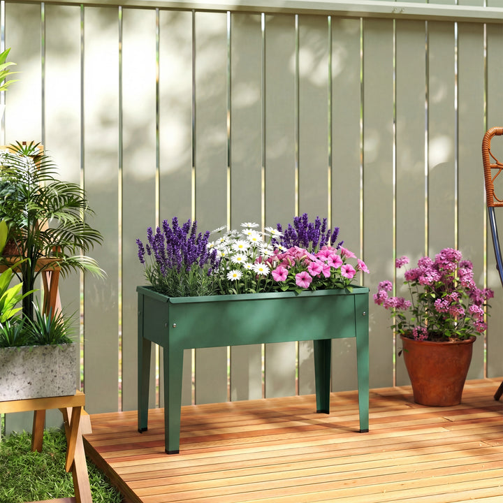 Raised Planter, Metal Raised Garden Bed on Legs with Drainage Hole and