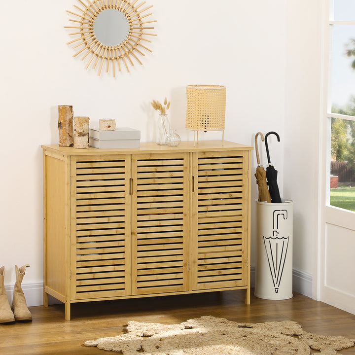 Rustic Shoe Cabinet, 3 Door Shoe Storage Cabinet with 8 Shelves