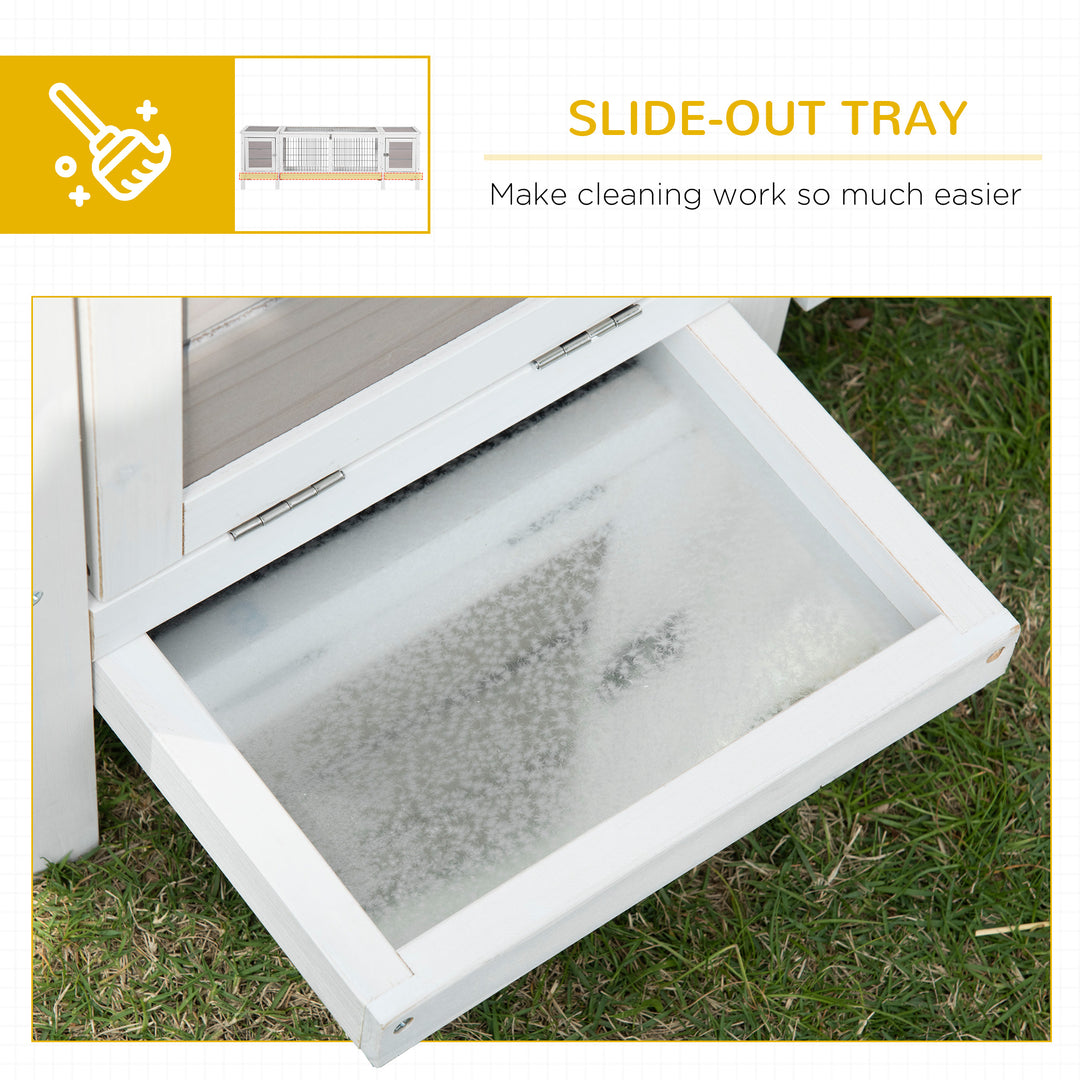 Rabbit Hutch and Run, with Removable Tray - Grey