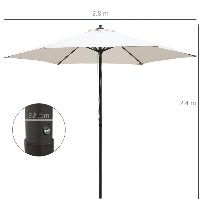 2.8m Garden Parasol Umbrella, Round Outdoor Market Table Umbrella Sun Shade Canopy, Off-White