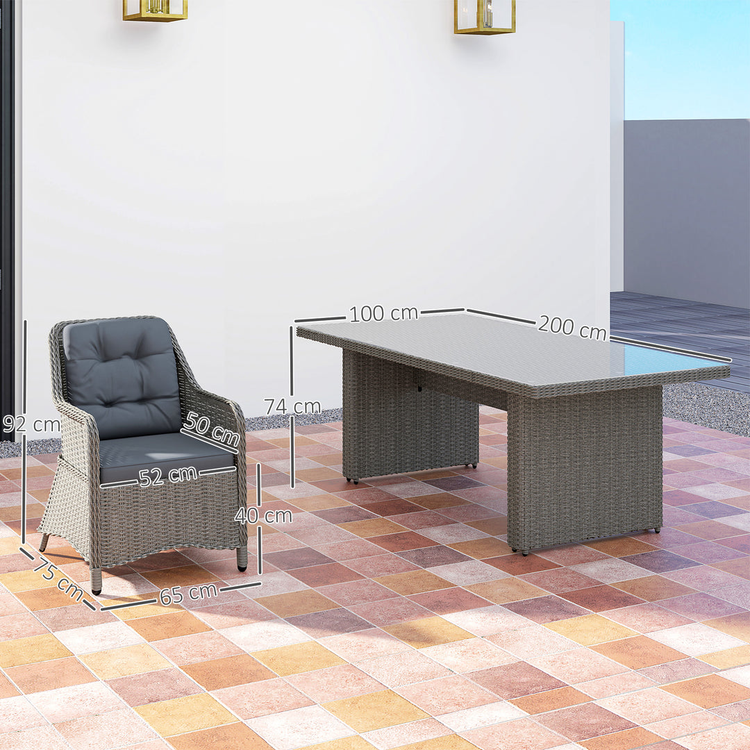 Seven-Piece Rattan Dining Set - Mixed Grey