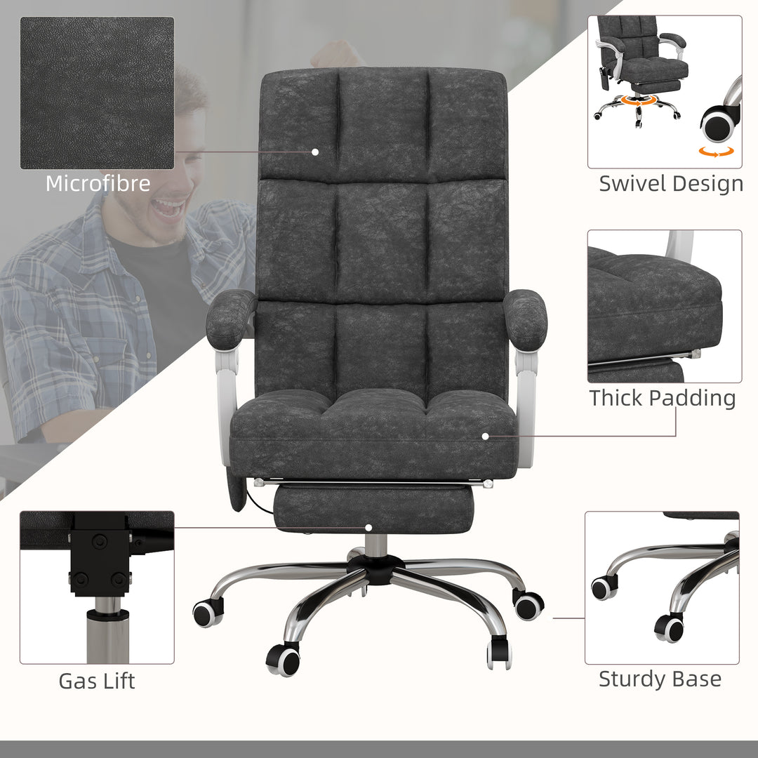 Massage Office Chair, Ergonomic Desk Chair, Comfy Work Study Chair with Heat, Padded Seat, 135° Reclining Back and Footrest for Home Office, Charcoal Grey