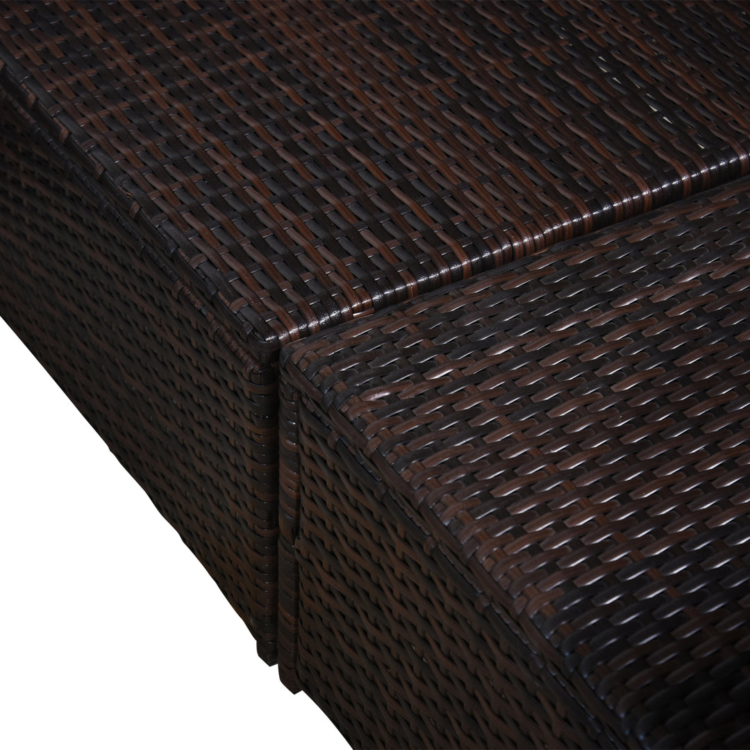 6-Seater Rattan Sofa Furniture Set W/Cushions, Steel Frame-Brown