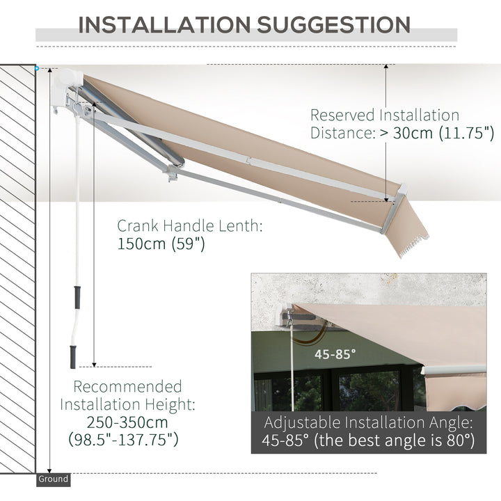 4x2.5m Manual Awning Window Door Sun Weather Shade w/ Handle Beige