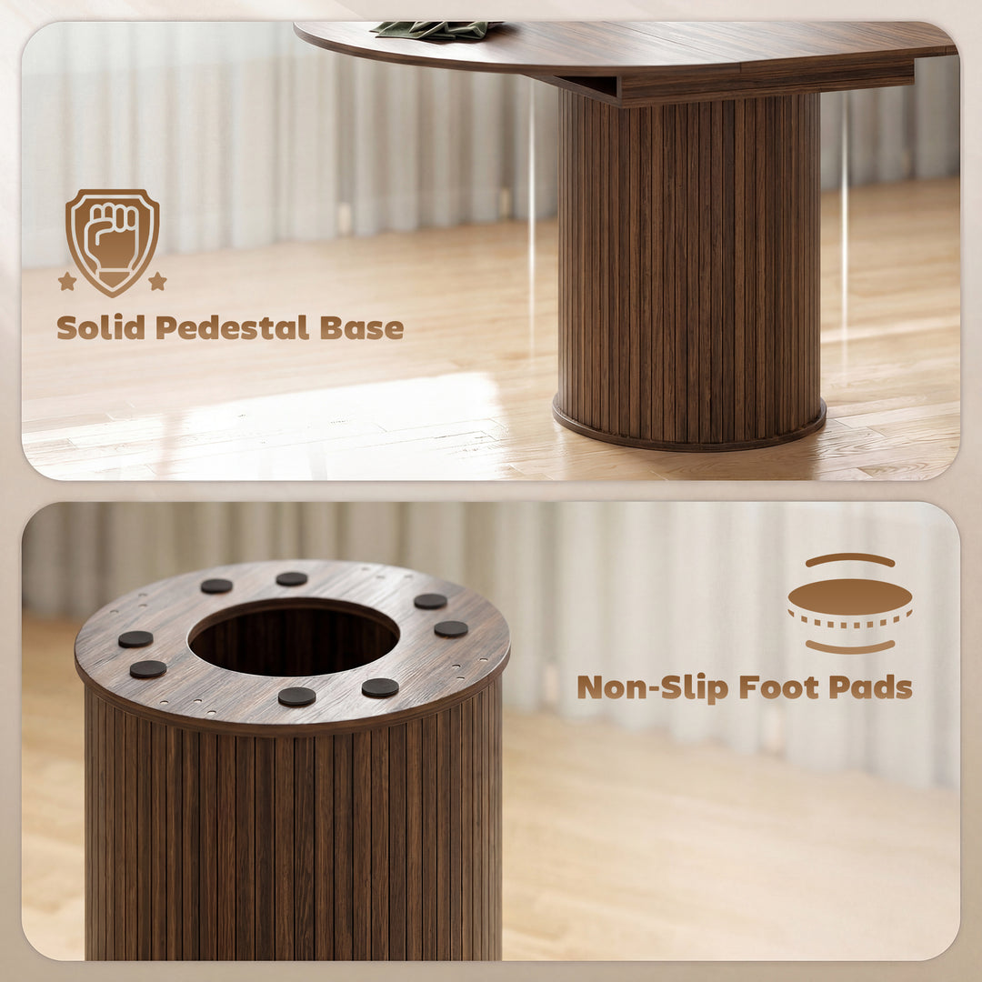 Extendable Round Dining Table Kitchen Table Hidden Leaf Storage - view 6