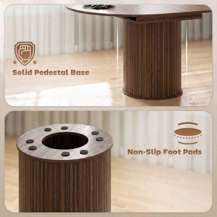 Extendable Round Dining Table Kitchen Table Hidden Leaf Storage - view 6