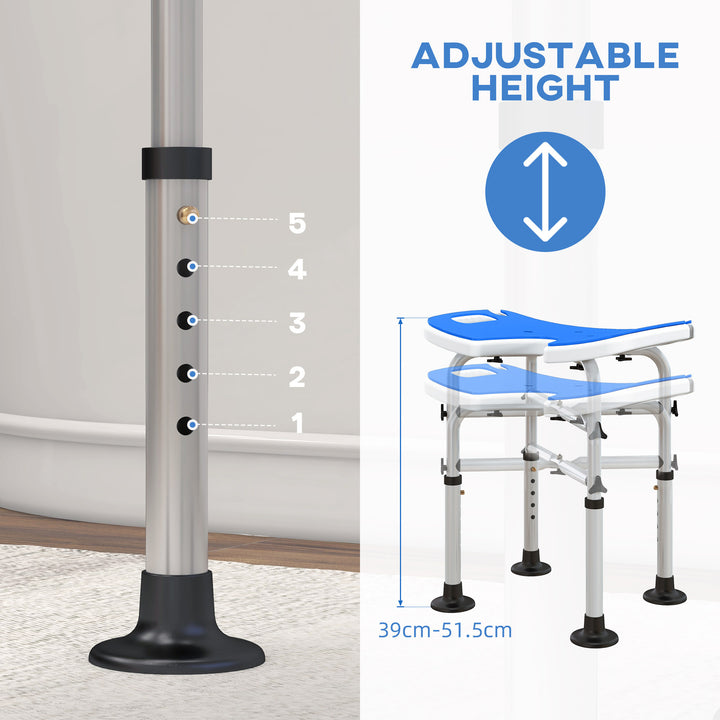 39-51.5cm 'U' Seat Padded Shower Stool - Dark Blue