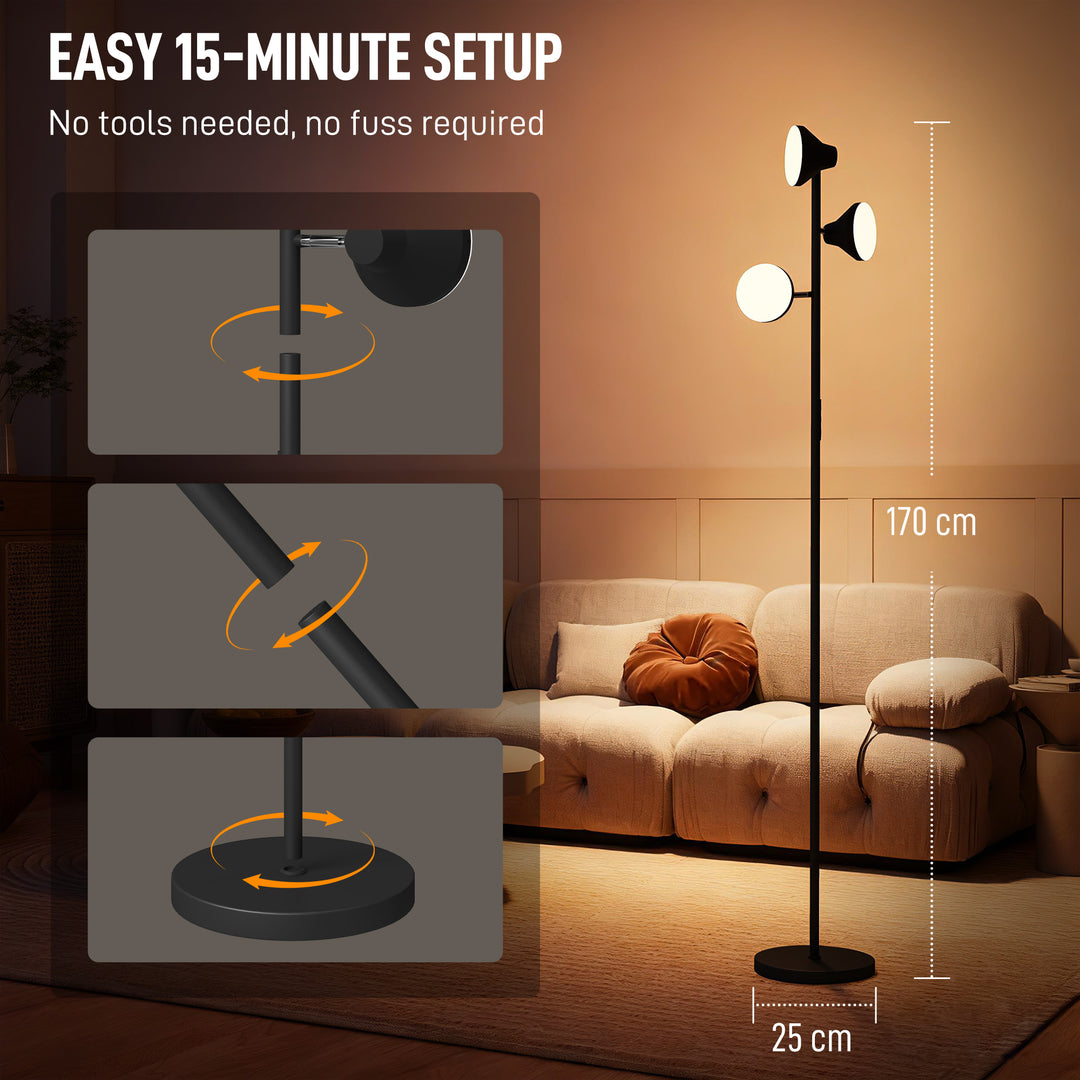 Three-Lamp Multi-Adjustable Floor Light
