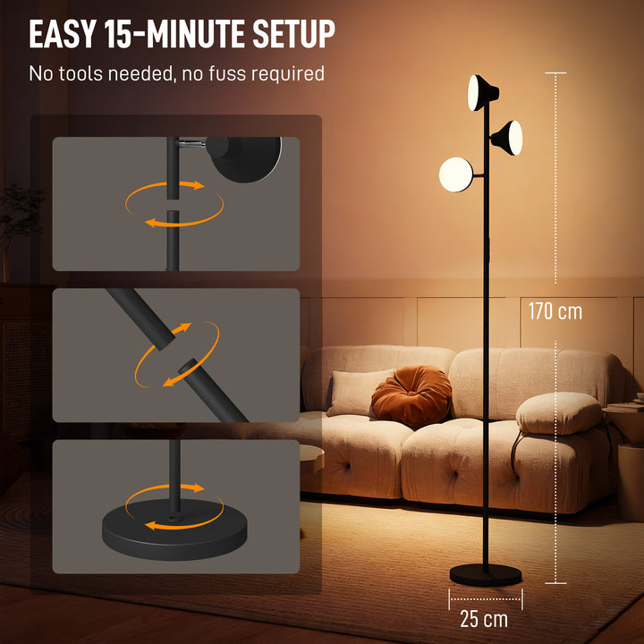 Three-Lamp Multi-Adjustable Floor Light