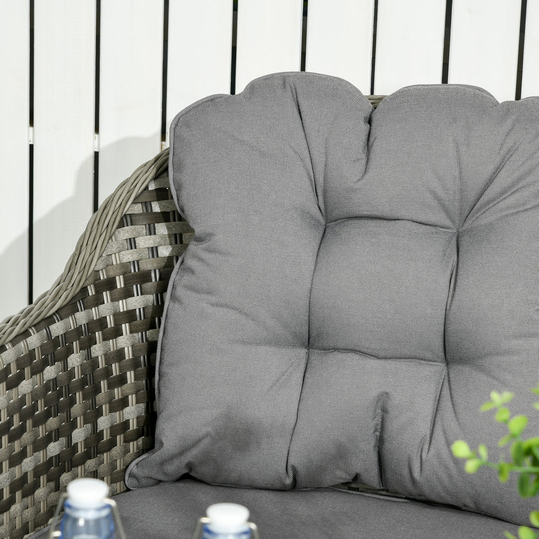 Four-Piece Rattan Set, with Glass-Top Table - Grey