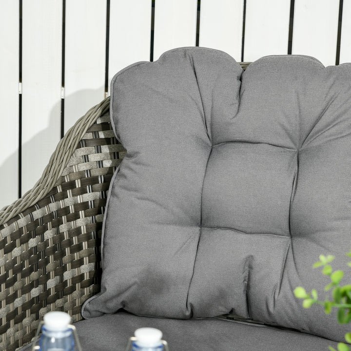 Four-Piece Rattan Set, with Glass-Top Table - Grey