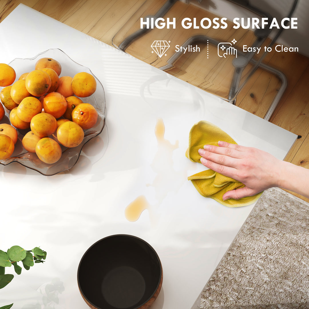 Extending Six-Person High Gloss Dining Table - White