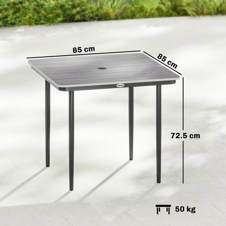 Garden Dining Table for 4, 85 cm Square Outdoor Table with Umbrella Ho