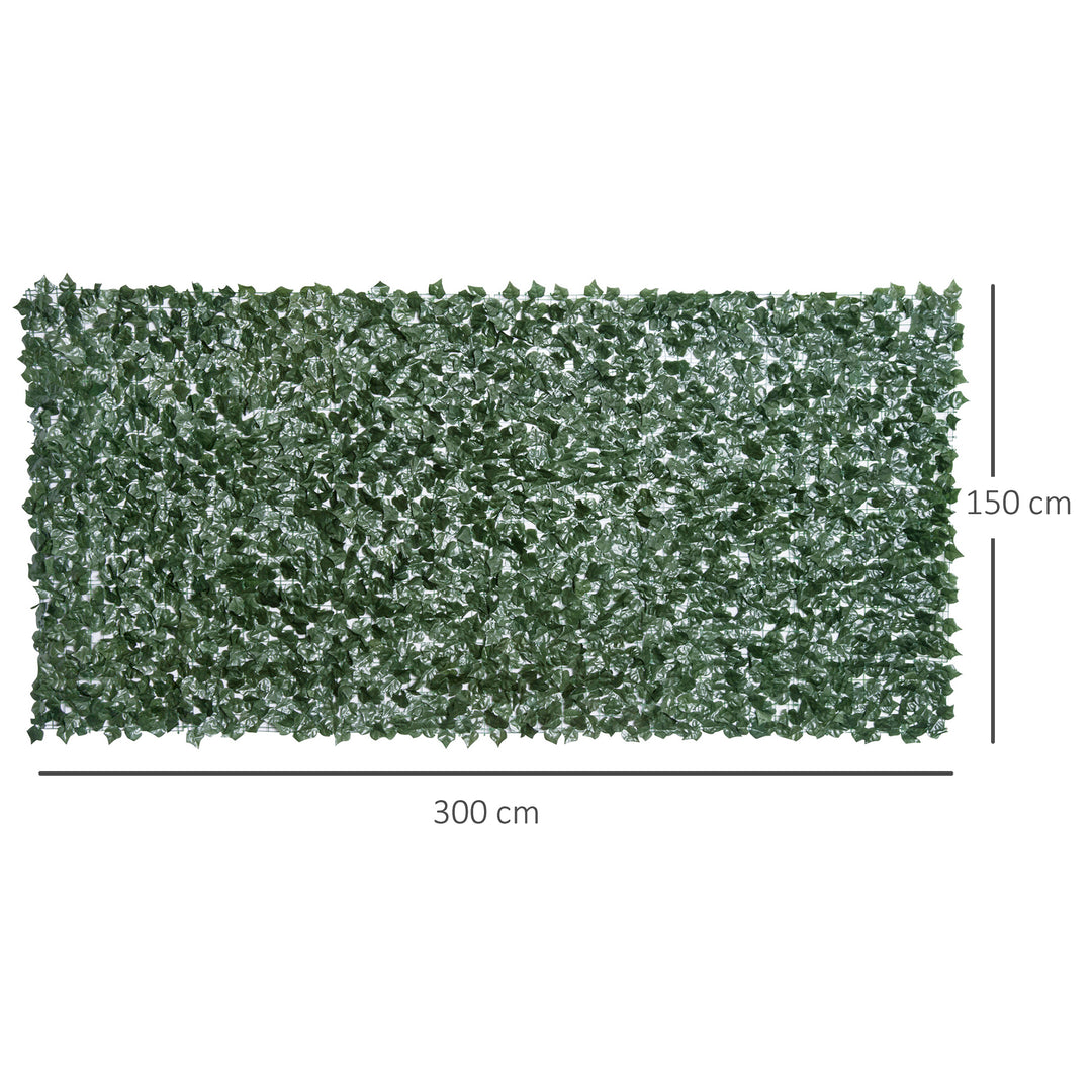 Outsunny Artificial Leaf Screen: 3x1.5m UV-Resistant Privacy Panel, Lush Dark Green for Outdoor Spaces