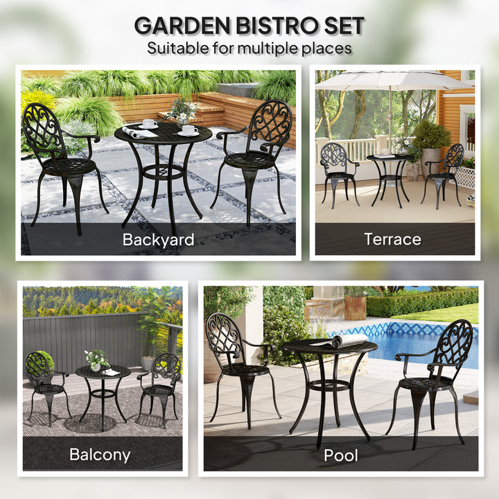 Three-Piece Elegant Aluminium Garden Set - Black