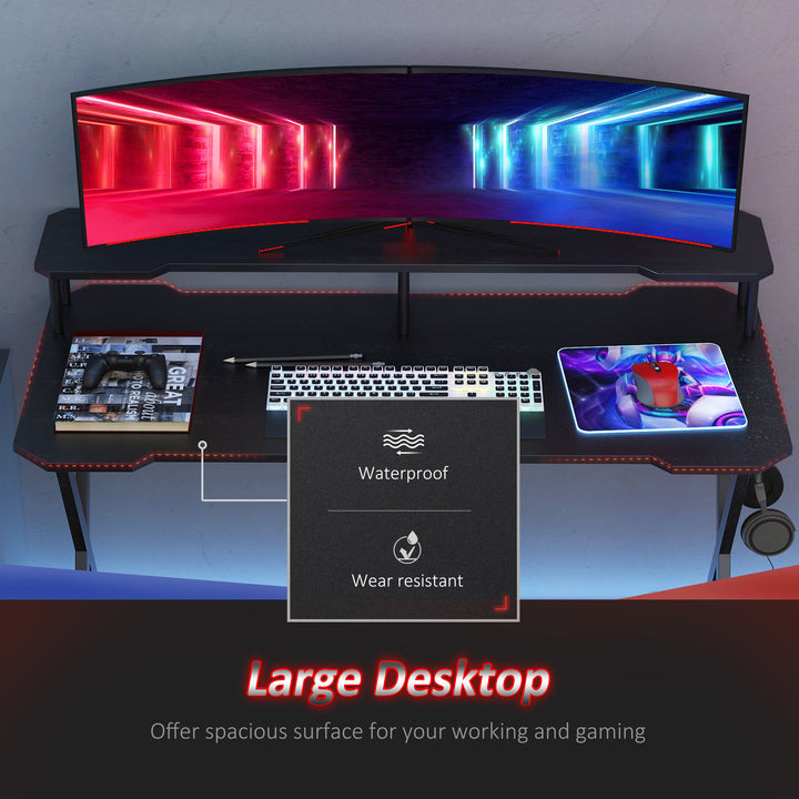 Gaming Desk Writing Racing Computer Table Workstation with Headphone H