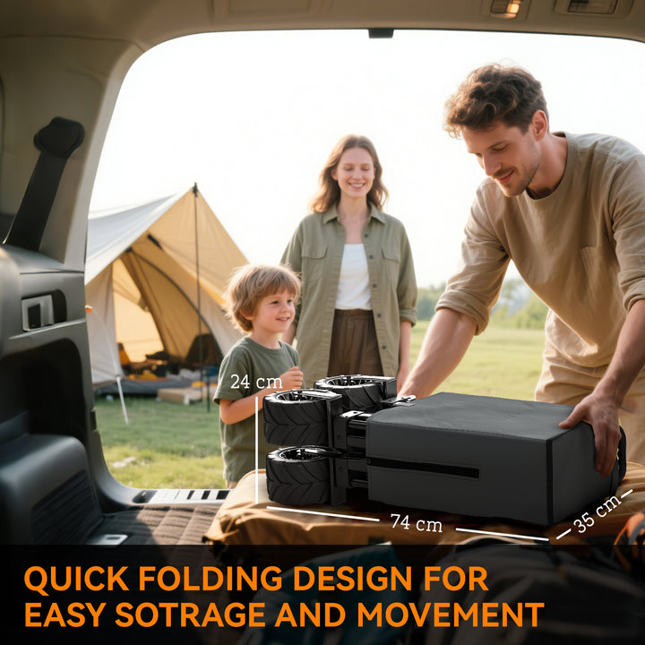 MCL Outdoor Pull Along Cart Folding Cargo Wagon Trailer Trolley for Beach Garden with Handle, Anti-Slip Wheel - Dark Grey