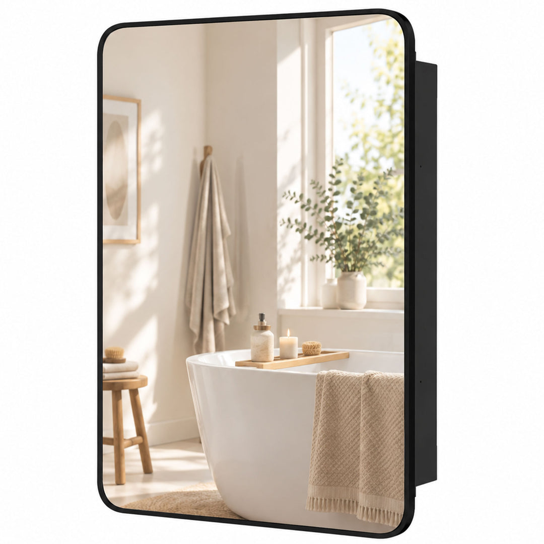 50.8 x 11.6 x 71 cm Bathroom Mirror Cabinet, Wall Cabinet with - Black