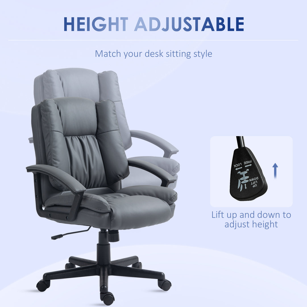 Office Chair, Computer Desk Chair, Mid Back Executive Chair with Adjustable Height and Swivel Rolling Wheels for Home Study, Dark Grey