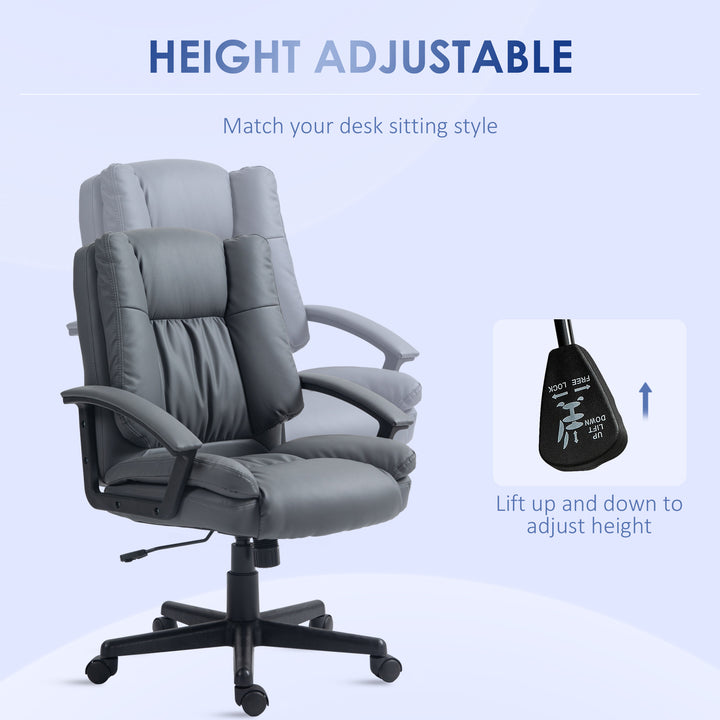Office Chair, Computer Desk Chair, Mid Back Executive Chair with Adjustable Height and Swivel Rolling Wheels for Home Study, Dark Grey