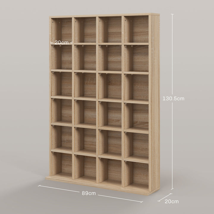 CD Storage Unit with Adjustable Shelves, 89 x 130.5 cm, Nature Wood Finish