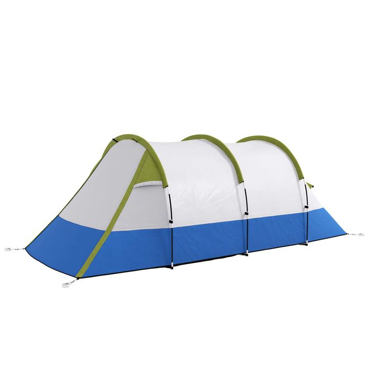 Outsunny Camping Tent, Large Tunnel Tent with Bedroom and Living Area, 2000mm Waterproof, Portable with Bag for 2-3 Man, Green