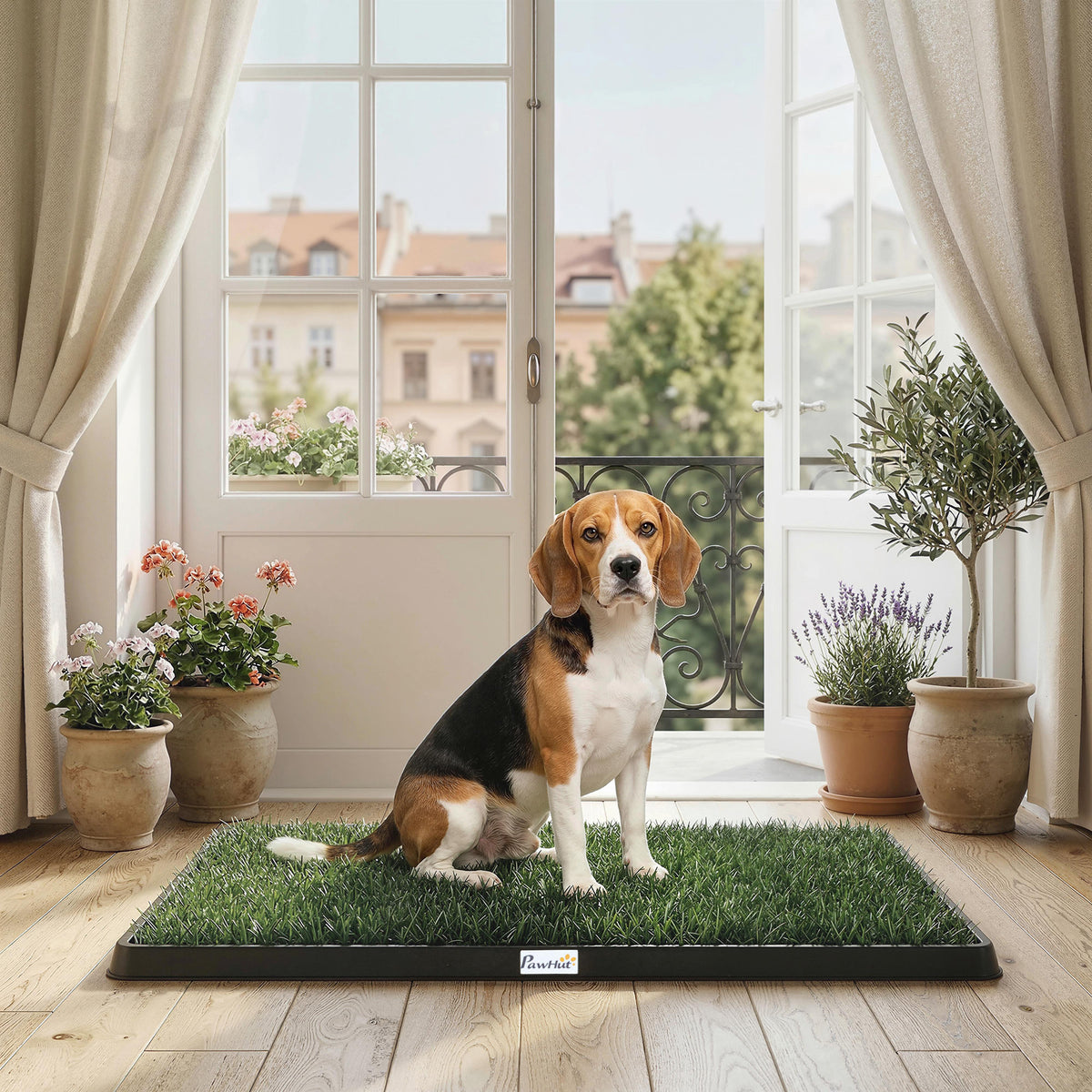 Dog Grass Pee Pad with Tray, Dog Toilet Tray with 2 Artificial Grass - view 2