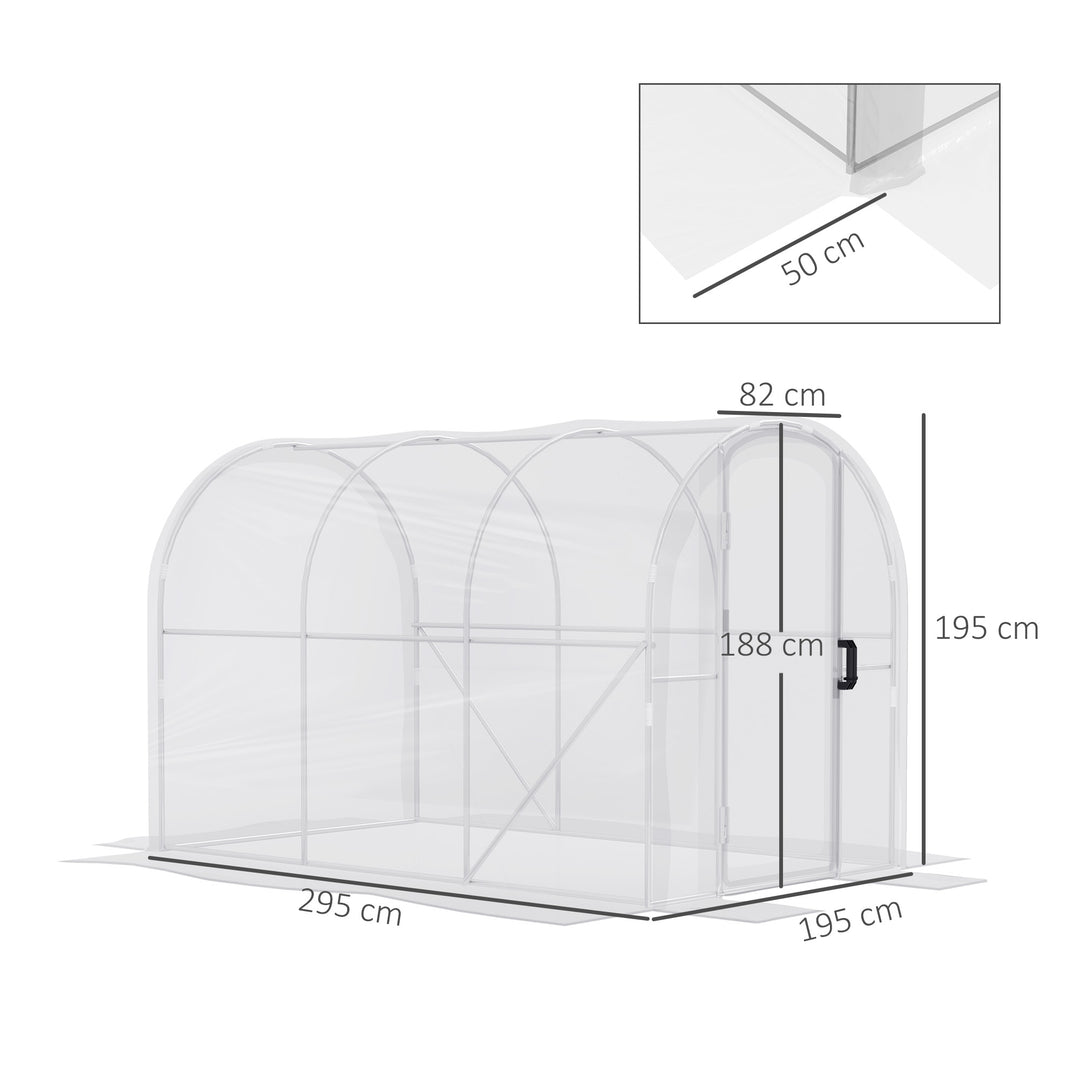 Polytunnel Greenhouse Walk-in Grow House with PE Cover, Door and Galvanised Steel Frame, 3 x 2 x 2m, Clear