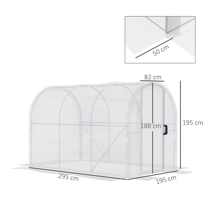 Polytunnel Greenhouse Walk-in Grow House with PE Cover, Door and Galvanised Steel Frame, 3 x 2 x 2m, Clear