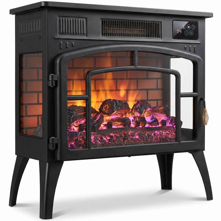 Smart Electric Fireplace Stove Log Burner, 3-Sided Glass WiFi