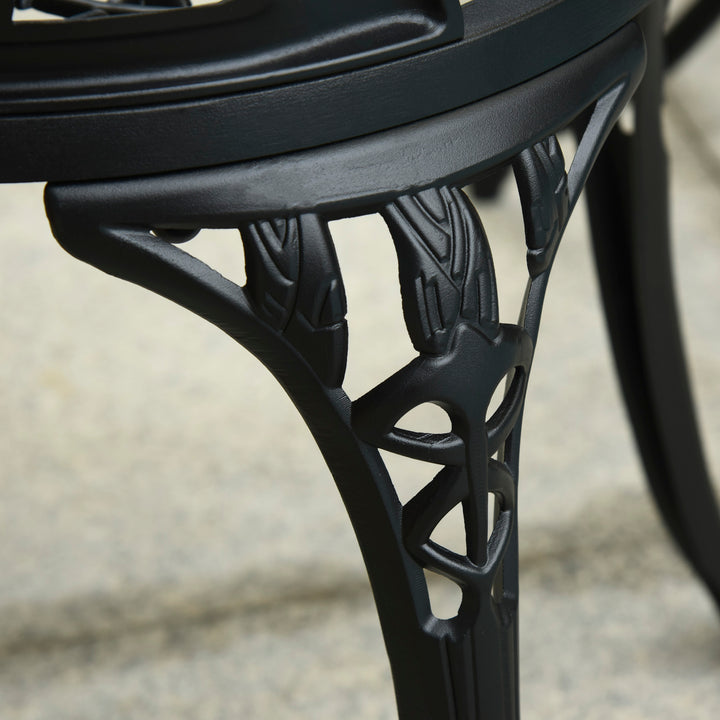 Three-Piece Aluminium Floral Bistro Garden Set - Black