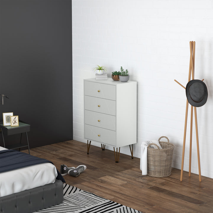 HOMCOM Bedroom Dresser: 4-Drawer Chest with Hairpin Legs, Stylish Storage Solution | Aosom UK