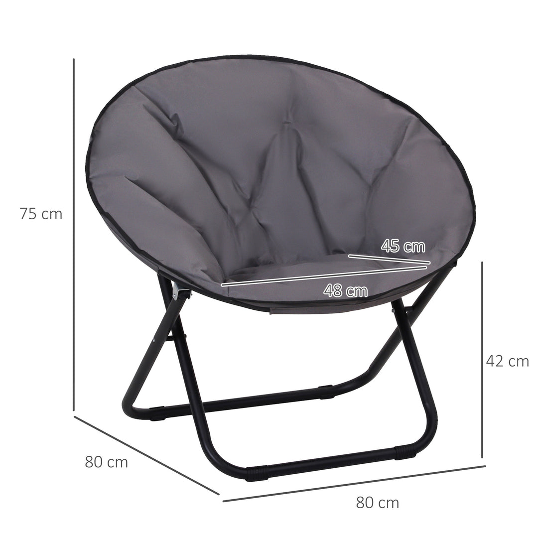 Camping Moon Chair, Portable Folding Camping Chair for Adults with Wide Padded Oxford Seat for Outdoor Camp, Travel, Fishing, Beach, Grey